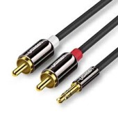 CABLU audio Ugreen, AV116 stereo 3.5 mm jack la 2 x RCA, 1.5m, conectori auriti, negru - 6957303815838