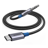 CABLU AUDIO Ugreen, CM734 1 x USB Type-C la 1 x Jack 3.5mm, lungime cablu 1m, 24bit/96KHz, braided, negru - 6941876230563