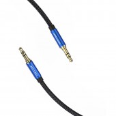 Cablu audio Vention, Jack 3.5mm la Jack 3.5mm, 1m, conectori auriti, braided BBC, albastru,  - 6922794765962