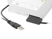CABLU USB GEMBIRD adaptor, USB 2.0 la slim S-ATA, 50cm, pt. SSD, DVD, cu USB suplimentar pt. extra power, negru
