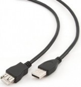 CABLU USB GEMBIRD prelungitor, USB 2.0 la USB 2.0, 4.5m, conectori auriti, negru