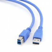 CABLU USB GEMBIRD pt. imprimanta, USB 3.0 la USB 3.0 Type-B, 1.8m, conectori auriti, albastru