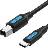 Cablu USB imprimanta Vention, 1m, USB-C la USB-B, PVC, negru,  -6922794756403