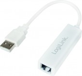 CABLU USB LOGILINK adaptor, USB 2.0 la RJ45, 10cm, 10/100 Mbit/s, alb
