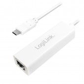 CABLU USB LOGILINK adaptor, USB 3.2 Type-C la RJ45, 14cm, 10/100/1000 Mbit/s, alb