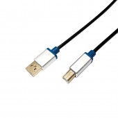 CABLU USB LOGILINK pt. imprimanta, USB 2.0 la USB 2.0 Type-B, 2m, premium, conectori auriti, black