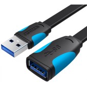 Cablu USB prelungitor Vention, 0.5m, USB 3.0 la USB 3.0, PVC, plat, negru,  -6922794719361