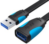 Cablu USB prelungitor Vention, 3m, USB 3.0 la USB 3.0, PVC, plat, negru,  -6922794719408