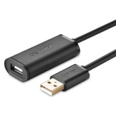 CABLU USB Ugreen prelungitor, US121 USB 2.0 la USB 2.0, conectori auriti, 15m, negru, - 6957303813230