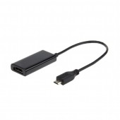 CABLU video GEMBIRD, adaptor Micro-USB la HDMI, 16cm, rezolutie maxima Full HD la 60Hz, conecteaza smartphone cu mufa 5-pin MHL la TV, negru
