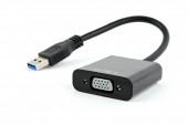 CABLU video GEMBIRD, adaptor USB 3.0 la VGA, 15cm, rezolutie maxima Full HD 1920 x 1080 la 60Hz, negru