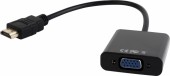 CABLU video GEMBIRD, splitter HDMI la VGA + Jack 3.5mm, 15cm, rezolutie maxima Full HD la 60Hz, converteste semnal digital HDMI in analog VGA + cablu audio 3.5 mm jack, negru