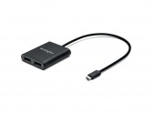 CABLU video KENSINGTON, adaptor USB 3.1 Type-C la dual DisplayPort 1.2, 30cm, rezolutie maxima 4K UHD la 30 Hz, negru