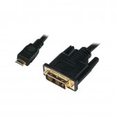 CABLU video LOGILINK, adaptor Mini-HDMI la DVI-D SL, 1m, conectori auriti, negru
