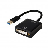 CABLU video LOGILINK, adaptor USB 3.0 la DVI-I DL, 10cm, rezolutie maxima Full HD la 60 Hz, negru