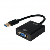 CABLU video LOGILINK, adaptor USB 3.0 la VGA, 10cm, rezolutie maxima Full HD la 60 Hz, negru