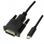 CABLU video LOGILINK, adaptor USB 3.1 Type-C la DVI-D DL, 1.8m, rezolutie maxima Full HD la 60 Hz, negru
