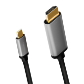 CABLU video LOGILINK, adaptor USB 3.1 Type-C la HDMI, 0.15m, rezolutie maxima 4K UHD la 60 Hz, conectori auriti, aluminiu, dublu ecranaj, negru-gri