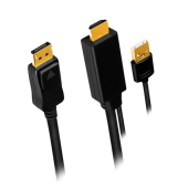 CABLU video LOGILINK, HDMI 1.4 + USB la DisplayPort 1.2, 1m, conectori auriti, rezolutie maxima 4K la 30 Hz, plastic, triplu ecranaj, USB powered, negru