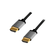 CABLU video LOGILINK, HDMI la HDMI 2.0, 2m, conectori auriti, rezolutie maxima 4K la 60 Hz, aluminiu, triplu ecranaj, negru-gri