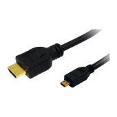CABLU video LOGILINK, micro HDMI la HDMI 1.4, 2m, conectori auriti, rezolutie maxima 4K la 30 Hz, plastic, dublu ecranaj, negru