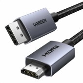 CABLU video Ugreen, DP125 DP la HDMI, 4K/30Hz, lungime 2m, braided, negru - 6941876238422