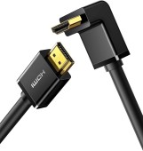 CABLU video Ugreen, HD103 HDMI la HDMI 4K la 30Hz, unghi 90 grade la un cap, lungime 2m, conectori auriti, negru - 6957303811731