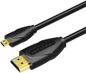 Cablu video Vention, HDMI la microHDMI, 1m, rezolutie 4K la 60Hz, PVC, negru,  - 6922794721159