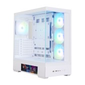 CARCASA Zalman P40 DS, middle tower, gaming, fara sursa, suporta 10xfan, 4xfan inclus, PSU shroud, display 9.1inch, USB Type-C x 1, USB 3.1 gen1 x 2, audio+mic alb
