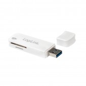 CARD READER extern LOGILINK, interfata USB 3.0, citeste/scrie: SD, micro SD; plastic, alb