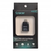 CARD READER extern SPACER, interfata USB Type C, citeste/scrie: micro SD; plastic, negru
