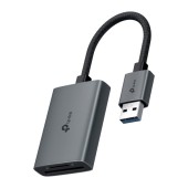 CARD READER extern TP-Link, interfata USB 3.0, citeste/scrie: SD si microSD,  suporta carduri maxim 1 TB, lungime cablu 15 cm, metalic, gri