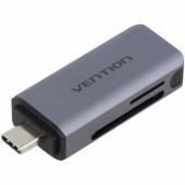 CARD Reader extern Vention, interfata USB-C, citeste/scrie microSD, microSDHC, microSDXC, SD, SDHC, SDXC, aluminiu, gri - 6922794755871