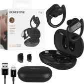 CASTI Borofone FQ6, pt smartphone, wireless TWS, microfon pe casca, conectare prin Bluetooth 5.4, negru