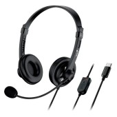 CASTI Genius HS-230U, cu fir, utilizare multimedia, USB-A, microfon pe brat, lungime cablu 2.4m, control volum pe fir, negru, - 4710268259541