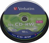 CD-RW VERBATIM  700MB, 80min, viteza 8-12x,  10 buc, spindle