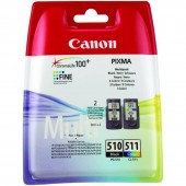 Combo-Pack  Original Canon Black/Color, PG-510/CL-511, pentru Pixma IP2700|MP230|MP240|MP250|MP260|MP270|MP280|MP282|MP480|MP490|MP495|MX320|MX330|MX340|MX350|MX360|MX410|MX420