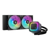 COOLER DeepCool LE240 V2, skt. LGA1851, LGA 1700, AM4, AM5, racire cu lichid, 2 x 120mm, 500 - 2100 RPM, RGB adresabil, negru