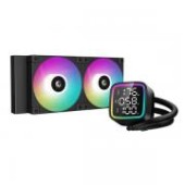 COOLER DeepCool LP240, skt. Intel si AMD, racire cu lichid, 2 x 120mm, 600 - 2400 RPM, iluminare RGB adresabil, afisaj digital, negru