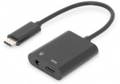 DIGITUS  Cable USB 3.1 Type C Gen.2 SuperSpeed+ 10Gbps Mini Jack 3.5mm + Type USB C black