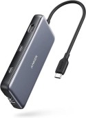 DOCKING Station Anker 555 8-in-1, porturi: 2 x USB-C, 2 x USB-A, HDMI 4K @60Hz, 1 x RJ-45 10 Gbps, PD 85W, conectare prin USB-C, gri,  (