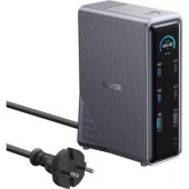 DOCKING Station Anker Prime, porturi:  USB Type-C x 4, USB 3.1 gen2 x 5, HDMI 4K @60Hz x 2, 1 x RJ-45 10 Gbps, PD 100W, conectare prin USB-C, retea 220V, display LED, negru,  (
