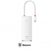 DOCKING Station Baseus Lite, conectare PC USB Type-C, USB 3.0 x 2, USB Type C x 1, HDMI x 1/4K/30Hz, card reader SD/microSD, alb  - 6932172606336