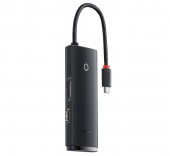 DOCKING Station Baseus Lite, conectare PC USB Type-C, USB 3.0 x 2, USB Type C x 1, HDMI x 1/4K/30Hz, card reader SD/microSD, negru  - 6932172606329