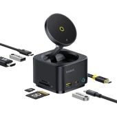 DOCKING Station Baseus MagPro Series II 7-in-1,conectare PC USB-Type-C,USB 3.2 x 1, incarcare wireless 15W, card reader MicroSD/SD,USB-Cx1 PD 100W 5V/9V/4.5V/20V 5A,HDMIx1/4K/60Hz,negru  - 6932172672669
