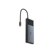 DOCKING Station Baseus Metal Gleam Series II 10-in-1, conec PC USB-C, USB 3.0x2, USB Type-Cx1, USB-Type-Cx1 PD 100W, HDMIx2/4K/60Hz, Gigabit RJ-45x1,card readerx1,LED, gri  - 6932172689667