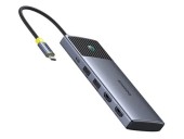 DOCKING Station Baseus Metal Gleam Series II 7-in-1, conec PC USB-C, USB 3.0x3, USB Type-Cx1, USB-Type-Cx1 PD 100W, HDMIx2/4K/60Hz,LED, gri  - 6932172657659