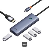 DOCKING STATION Baseus UltraJoy 5 in 1, input USB Type-C, output HDMI4K@30Hz x 1, USB3.0 x 4, gri  - 6932172631826