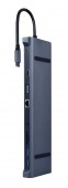 DOCKING Station Gembird universal,10-in-1, conectare PC USB Type C, USB-C x 1, USB-A 3.1 x 3, porturi video HDMI x 1, VGA x 1, RJ45 x 1, PD  87W, SD, microSD, Audio, argintiu