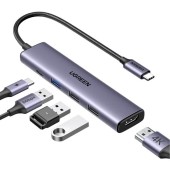 DOCKING Station Ugreen, CM478 conectare PC USB Type-C, USB 3.0 x 1|USB 2.0 x 2|HDMI x 1/4K/30Hz|USB Type C x 1 PD 100W, aluminiu, gri -6941876214952